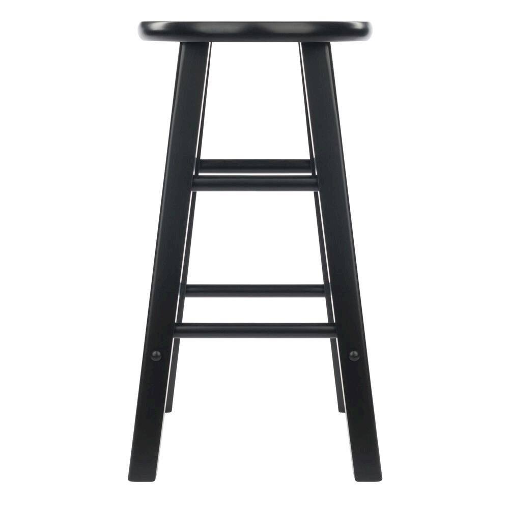 Back. FurniFact - Black Wooden Barstools – Set of 2 Stools for Kitchen Counter or Bar - Black.