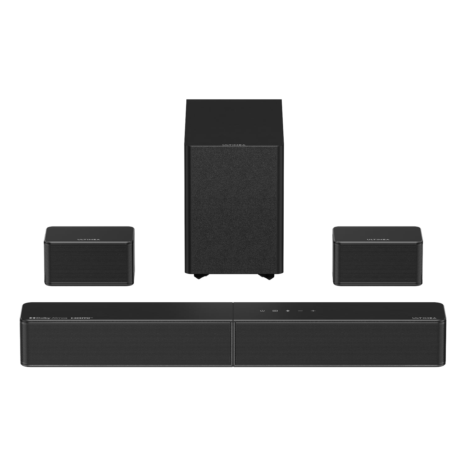 Ultimea - Poseidon R5T 5.1 Channel Dolby Atmos Soundbar System, 312W, 5.25" Wireless Subwoofer, Rear Surround Speakers, HDMI eARC