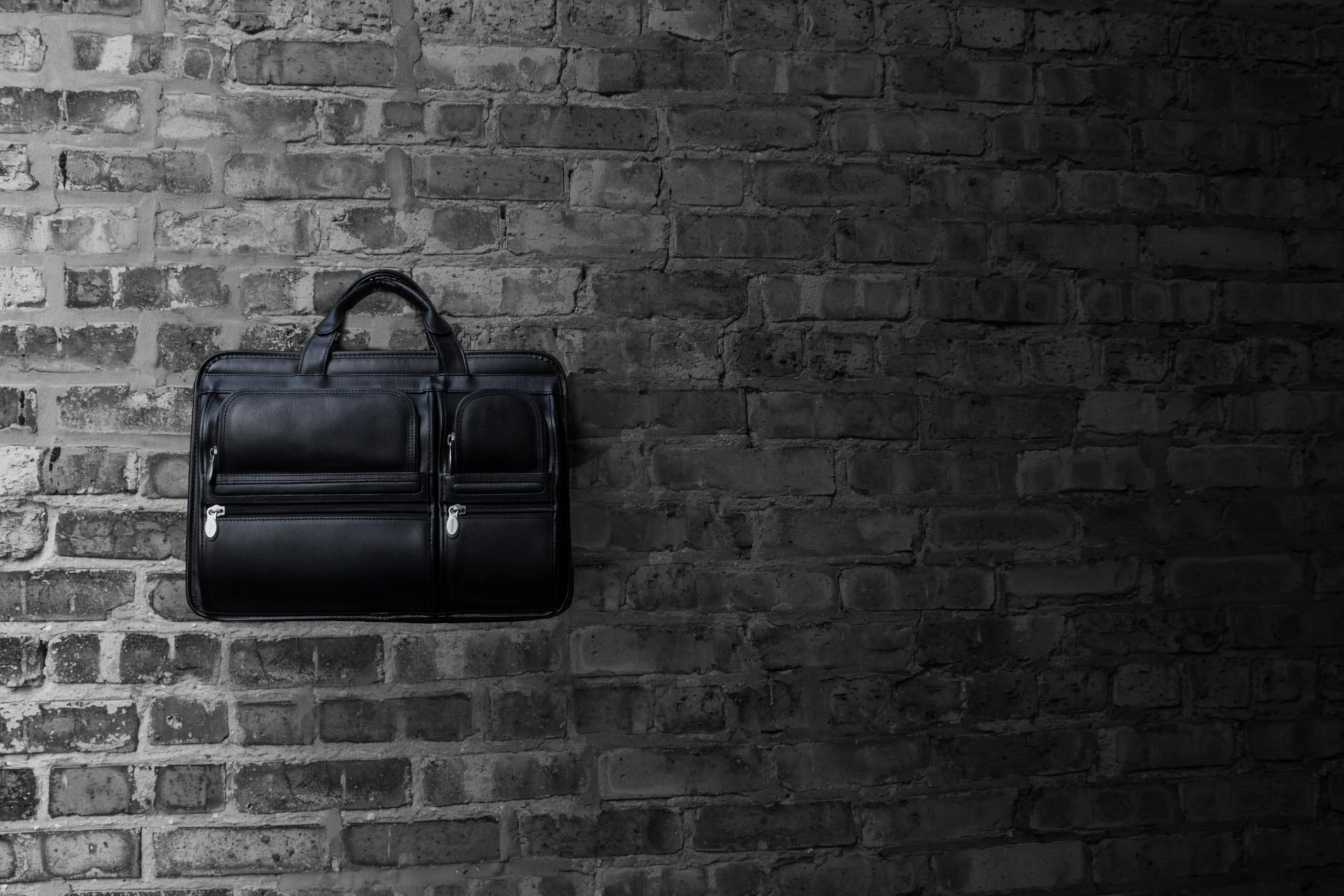 Alt View 9. McKleinUSA - 15-Inch Laptop Briefcase Top Grain Cowhide Leather Double Compartment P Series HUBBARD - Black.