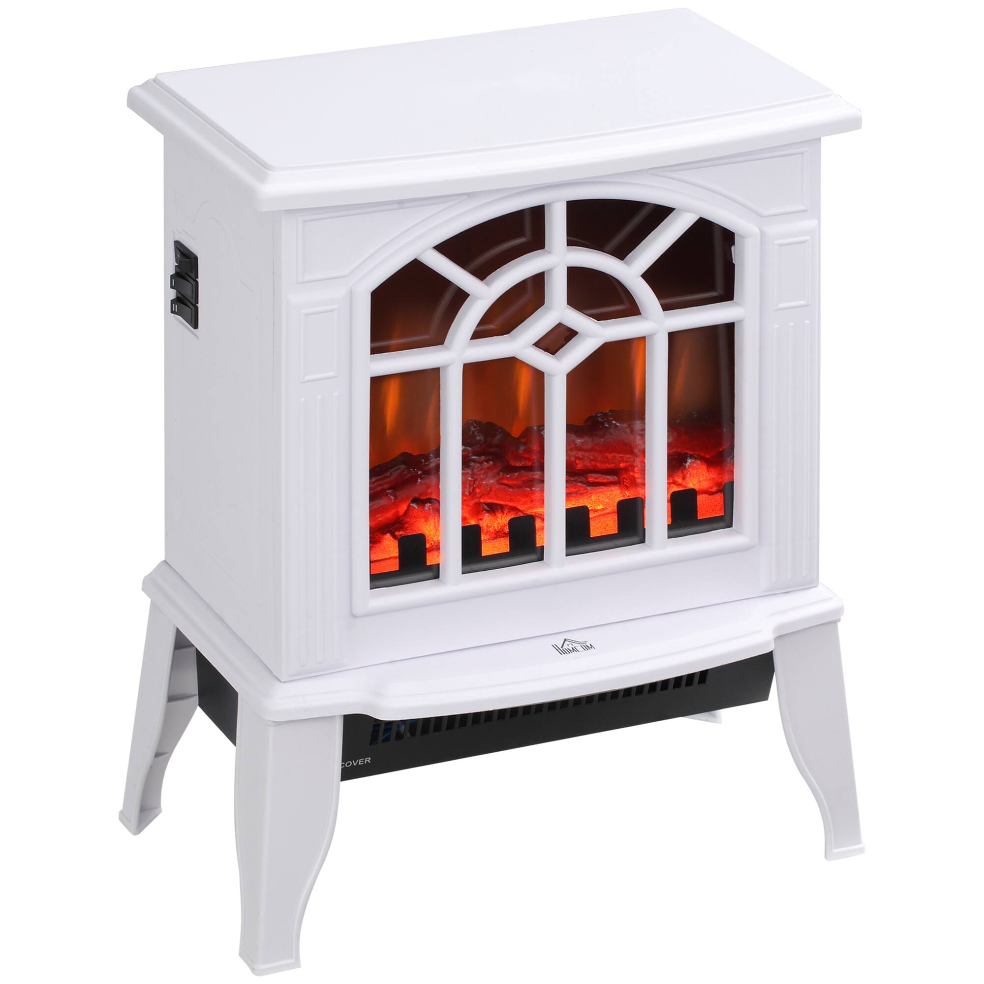Alt View 6. APRILSOUL - Electric Fireplace Stove 18 Freestanding Heater Realistic Flame Overheating Protection Portable 750w1500w White - White.