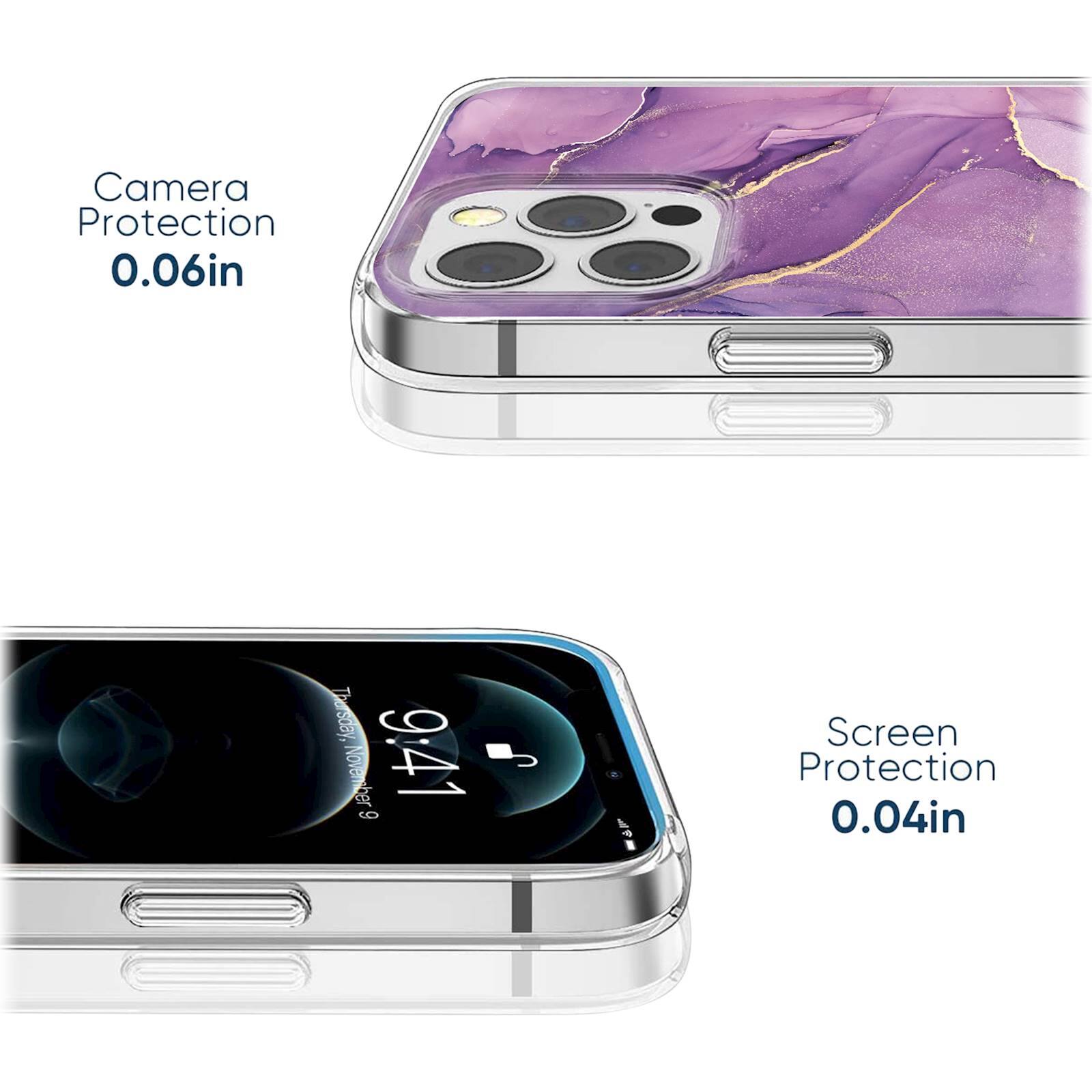 Alt View 13. SaharaCase - Marble Series Case for Apple iPhone 13 Pro Max - Purple/Gold.