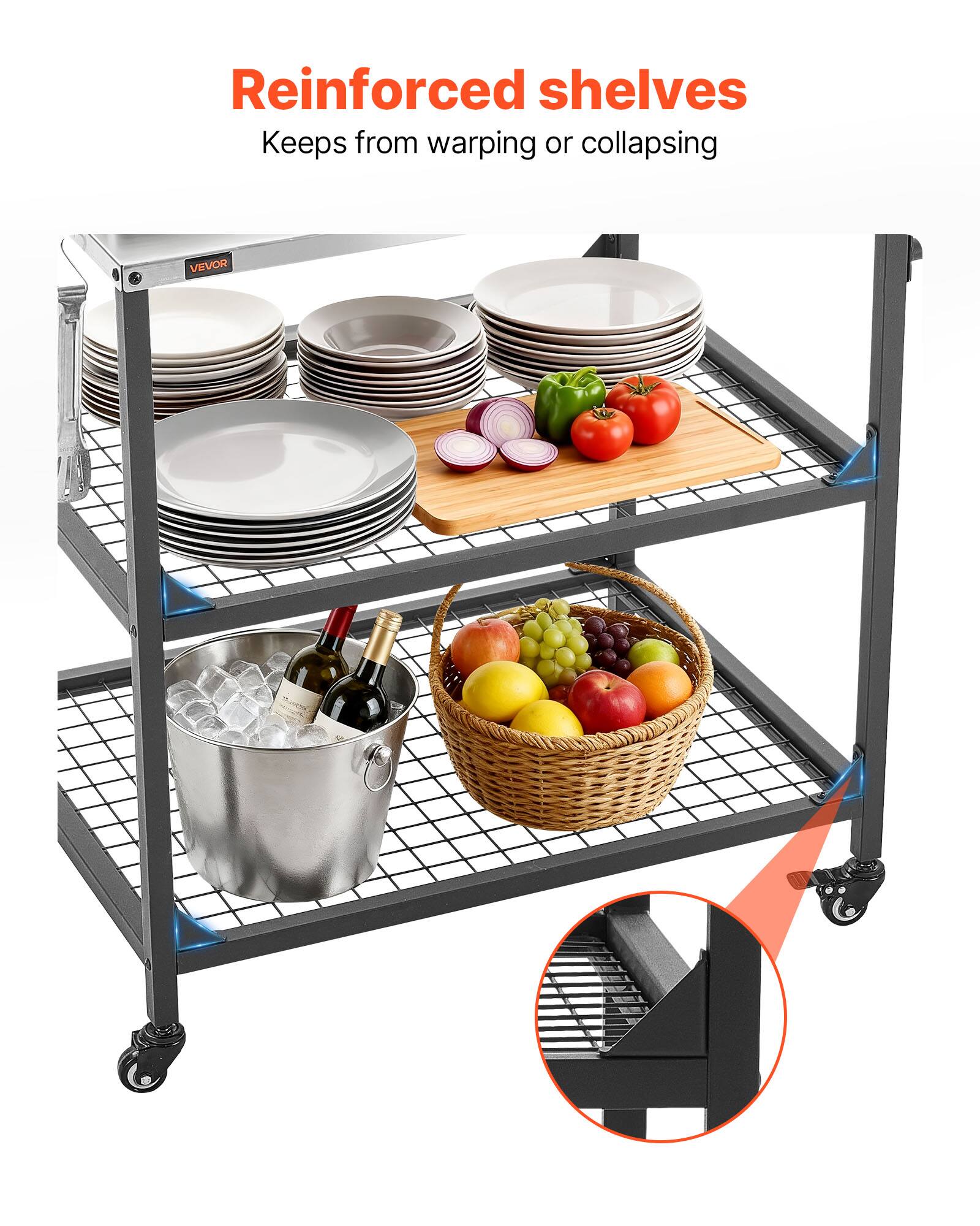 Reinforced shelves  
Keeps from warping or collapsing