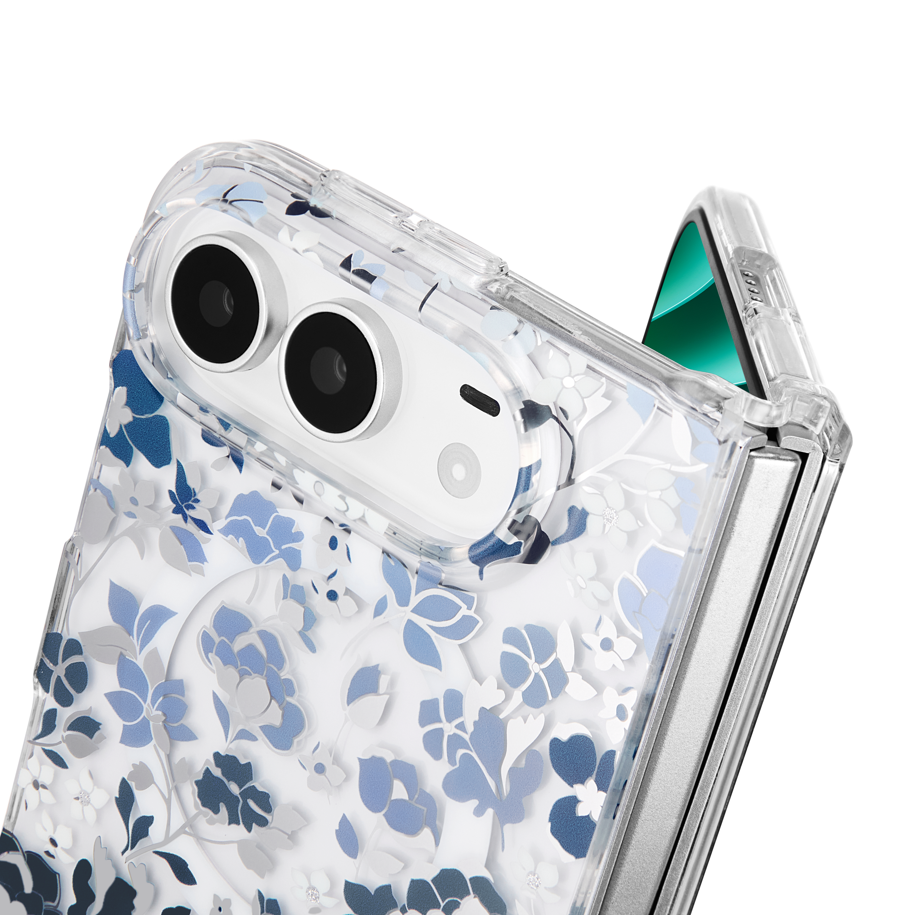 Alt View 2. kate spade new york - Protective Case with Magsafe for Applie iPhone Duo - Flowerbed Blue.
