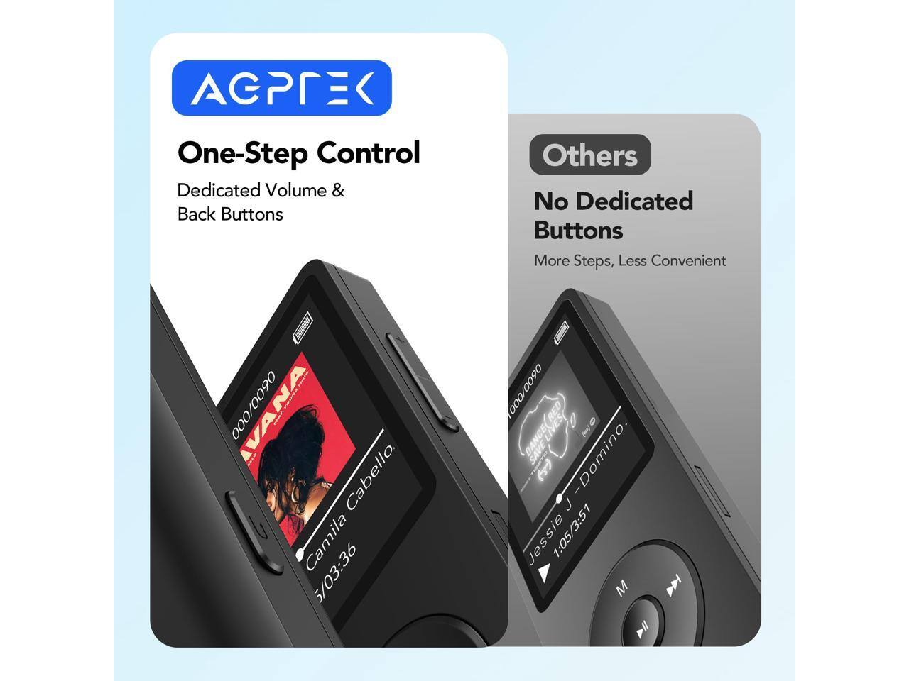 AGPE One-Step Control Dedicated Volume & Back Buttons Others No Dedicated Buttons More Steps, Less Convenient

ANA Cabello Camila 5/03:36

0600/000

DANCE(RED) SAVE Domino I > Jessie 1:05/3:51