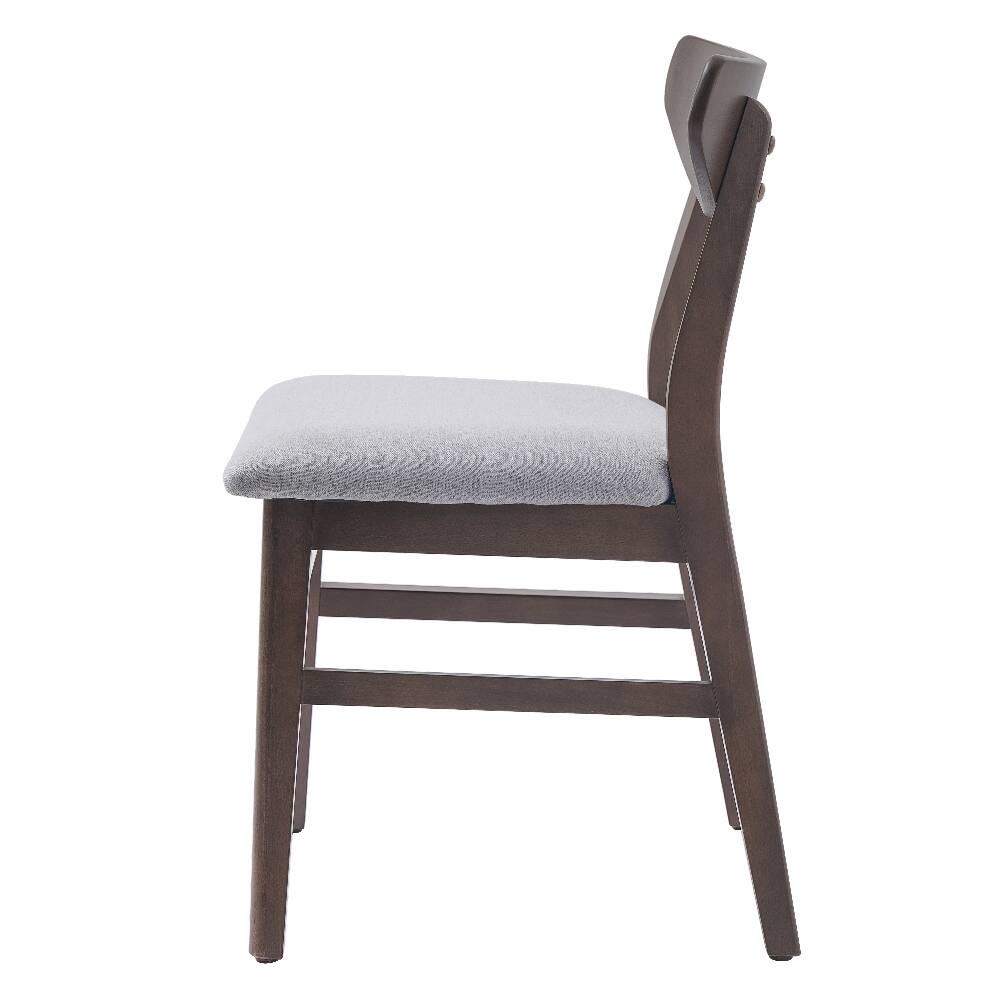 Alt View 6. Loheer - Loheer Set of 2 Scandinavian Dining Chairs Curved Wood Backrest Gray Fabric Seat Brown Finish Mid Century Accent Seating - Brown.