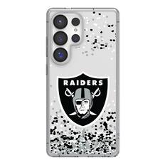 Front. Keyscaper - Las Vegas Raiders Galaxy Clear Case with Confetti Design - S23 - Multicolor.