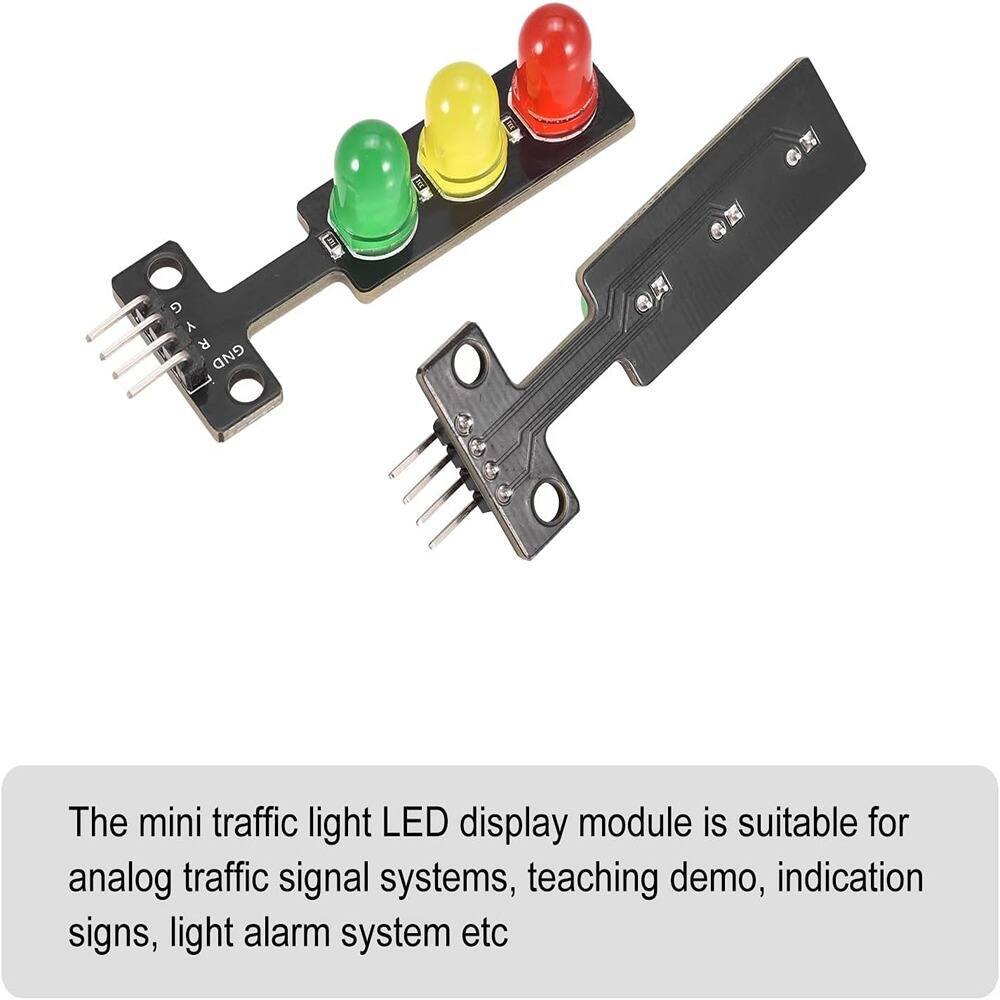 The mini traffic light LED display module is suitable for analog traffic signal systems, teaching demo, indication signs, light alarm system etc.