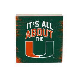 Evergreen Enterprises - Miami Hurricanes 6" Square Fan Chant Wood Block Shelf Sign - Multicolor