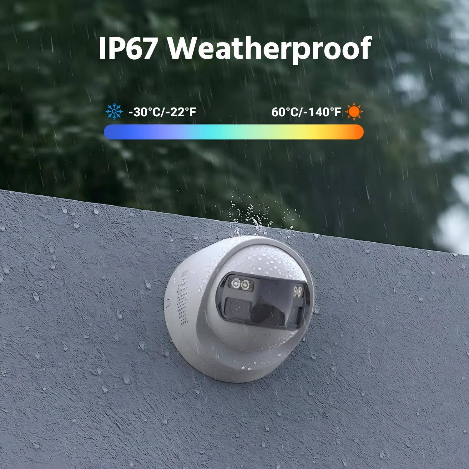 IP67 Weatherproof  
-30°C/-22°F  
60°C/-140°F
