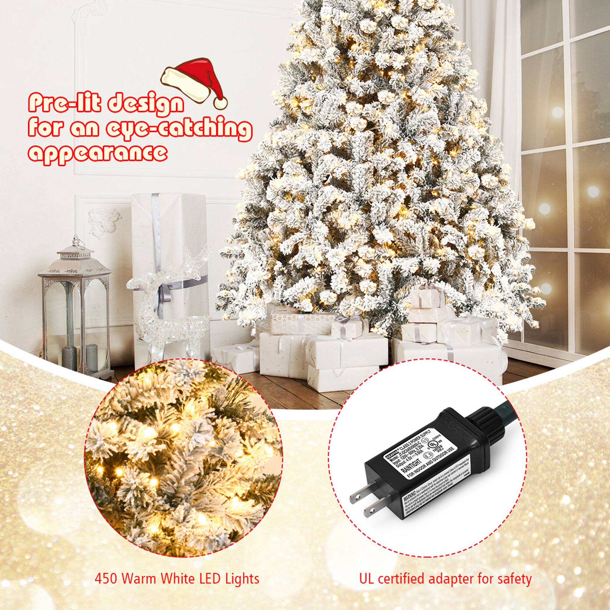 Pre-lit design for an eye-catching appearance

450 Warm White LED Lights

UL certified adapter for safety