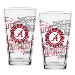 Indigo Falls - Alabama Crimson Tide Two-Pack 16oz. Campus Line Art Pint Glass Set - Multicolor
