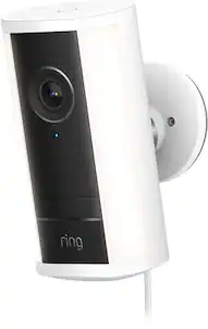 Ring - Spotlight Cam Pro (2nd Gen), Plug In, Retinal 4K for ultra-clear video, 10x Enhanced Zoom, 2 LED Spotlights - White