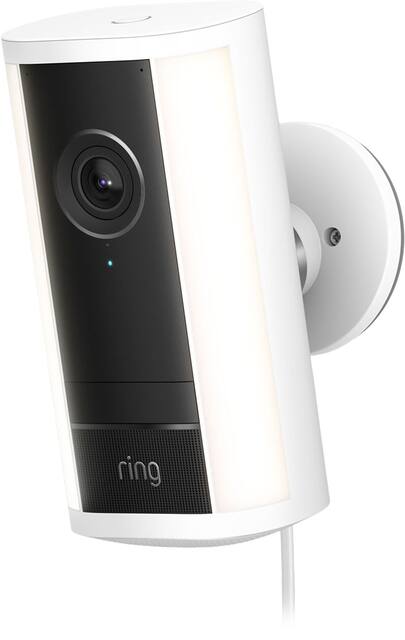 Ring - Spotlight Cam Pro (2nd Gen), Plug In, Retinal 4K for ultra-clear video, 10x Enhanced Zoom, 2 LED Spotlights - White