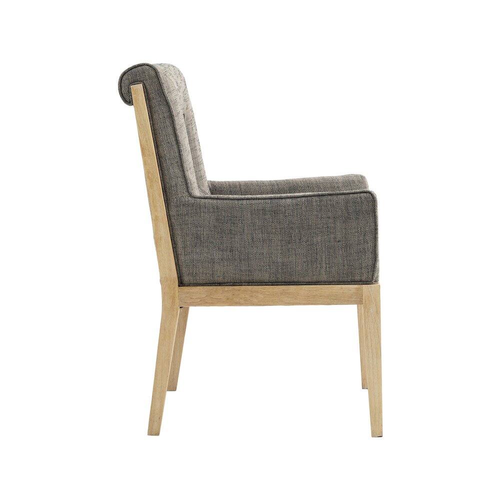 Alt View 3. Meridian Furniture - Gwendolyn Grey Linen Textured Fabric Dining Arm Chair - Grey.