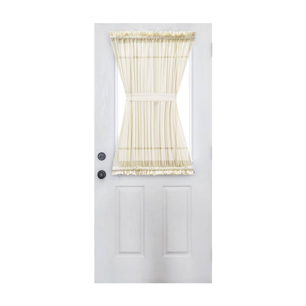 Front. Ellis Curtain - Ellis Curtain Shadow Stripe 1.5" Rod Pocket Semi Sheer Door Curtain Panel 40" x 72" Natural - Natural.
