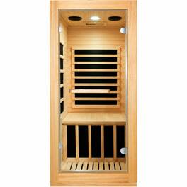 RYHNUYNE - Infrared Sauna Room, Single Person, 900W, 5 Epoxy Heating Plates, AUS Wood, 10-Color Downlight, 100 kg Seat Capacity - Natural
