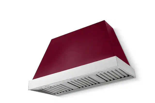 Front. AGA - AGA Euclid 48 x 30 Hood 1200 CFM_Cranberry_ w. Polished Chrome Trim - Cranberry.