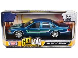 1993 Chevrolet Caprice Lowrider with Graphics "Get Low" Series 1/24 Diecast Model Car by Motormax - Blue Metallic