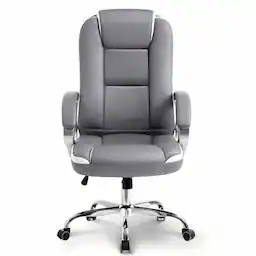 Grey leather high back ergonomic swivel
