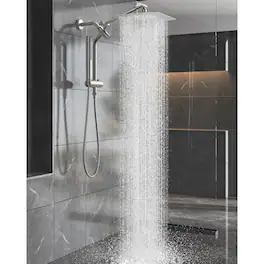 Paradigms Interiors - Shower Head All Metal Rain Heads With Handheld Spray Combo Hand Held Bathroom Extension Arm Dual Power Wash - Brushed Nickel