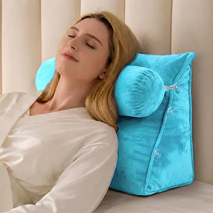 Front. Cheer Collection - Wedge Shaped Back Support Pillow - Blue.