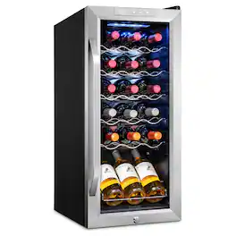 Ivation - 18 Bottle Compressor Wine Refrigerator, Freestanding Wine Cooler with Lock - Stainless Steel