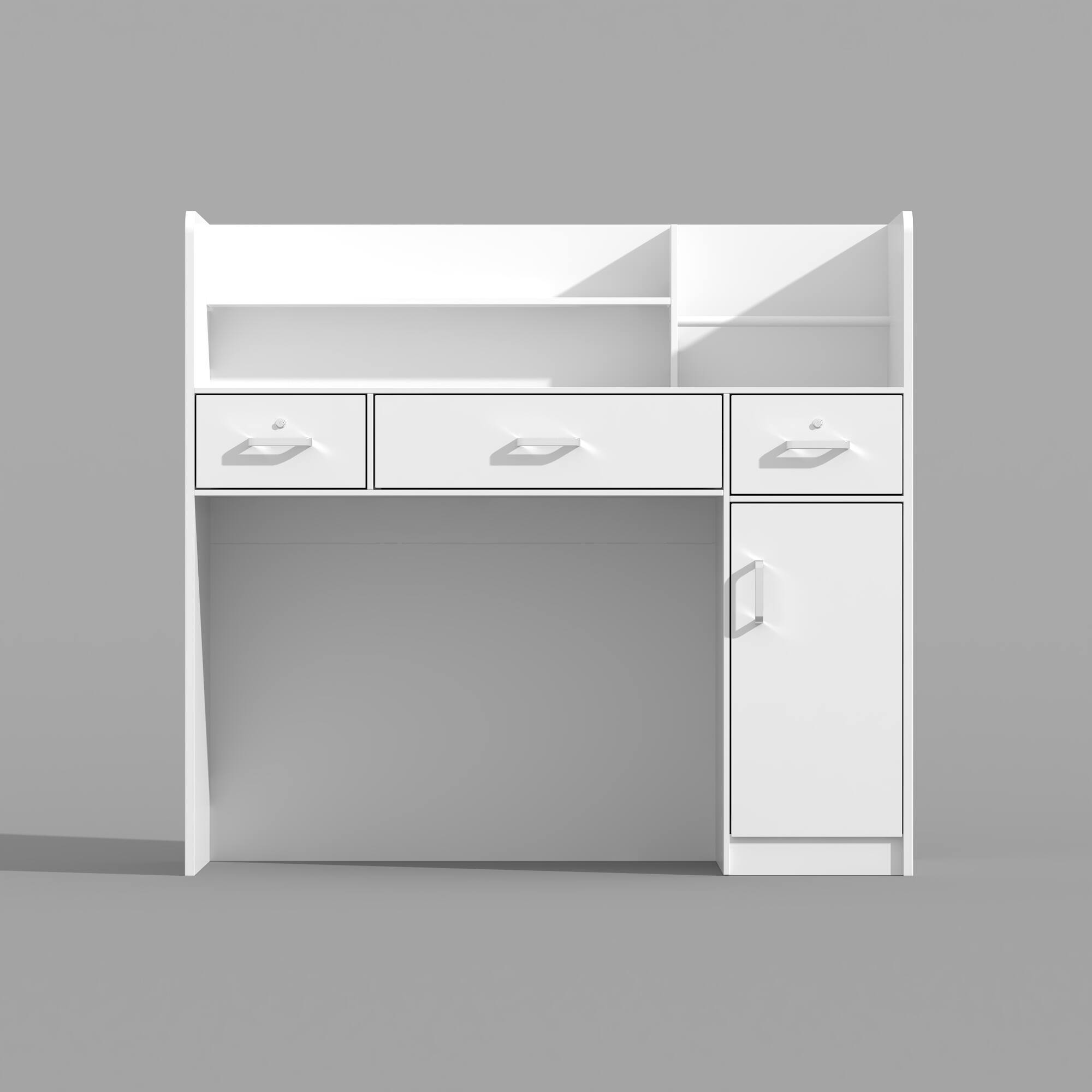 Back. Famapy - Famapy Modern Reception Desk: Streamlined Design & Organized Storage for Offices - White.