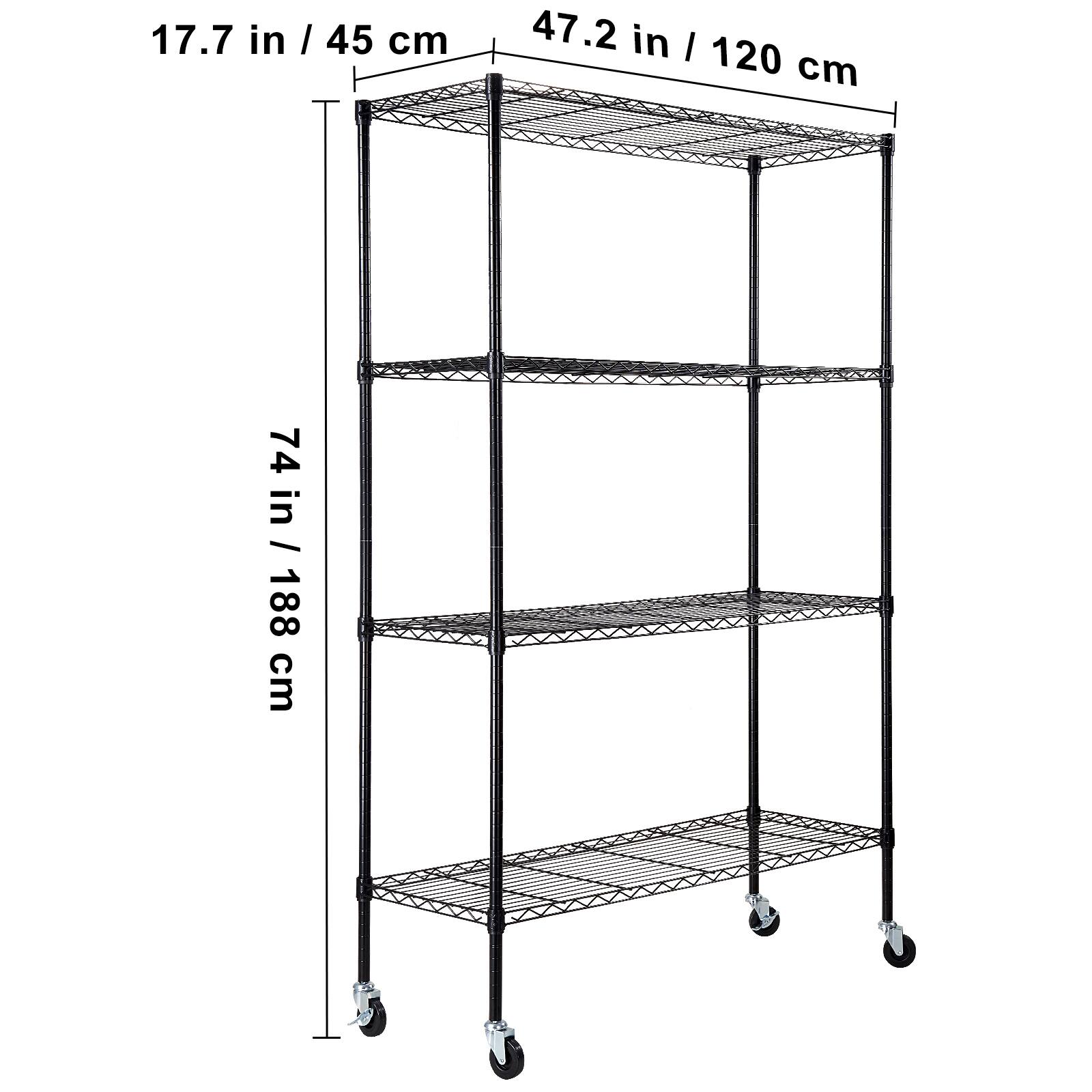 17.7 in / 45 cm, 47.2 in / 120 cm, 74 in / 188 cm