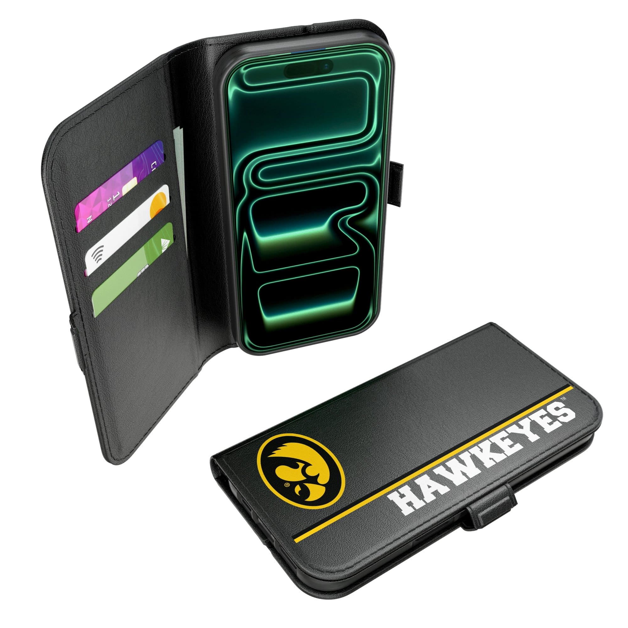 Keyscaper - NCAA - Iowa Hawkeyes iPhone Folio 2.0 Case - 17 Pro - Black price history on PriceWatchPro
