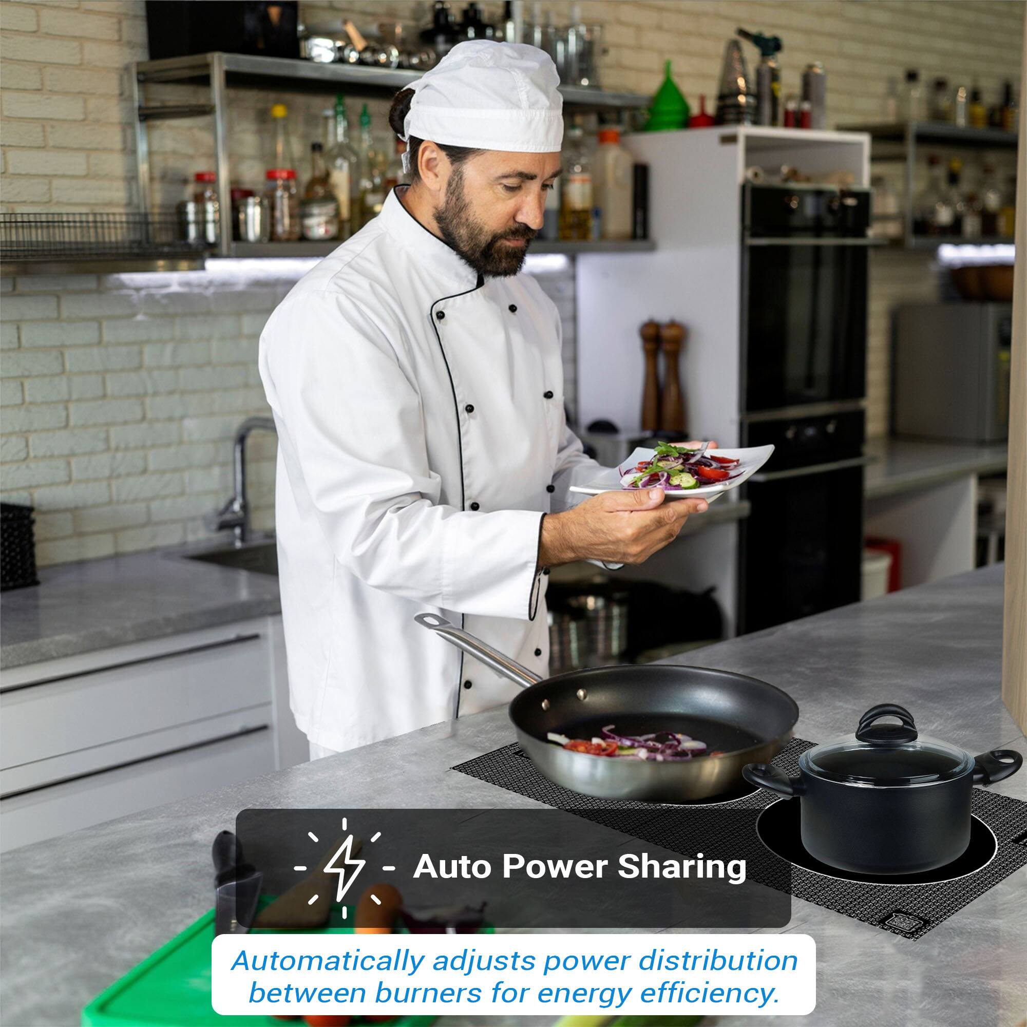 Auto Power Sharing
Automatically adjusts power distribution between burners for energy efficiency.