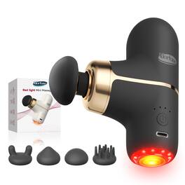 Morfone - Mini Red Light Heat Therapy Massager, Portable Deep Vibration Model, 4 Massage Heads Ultra-Quiet 1 Piece - Black