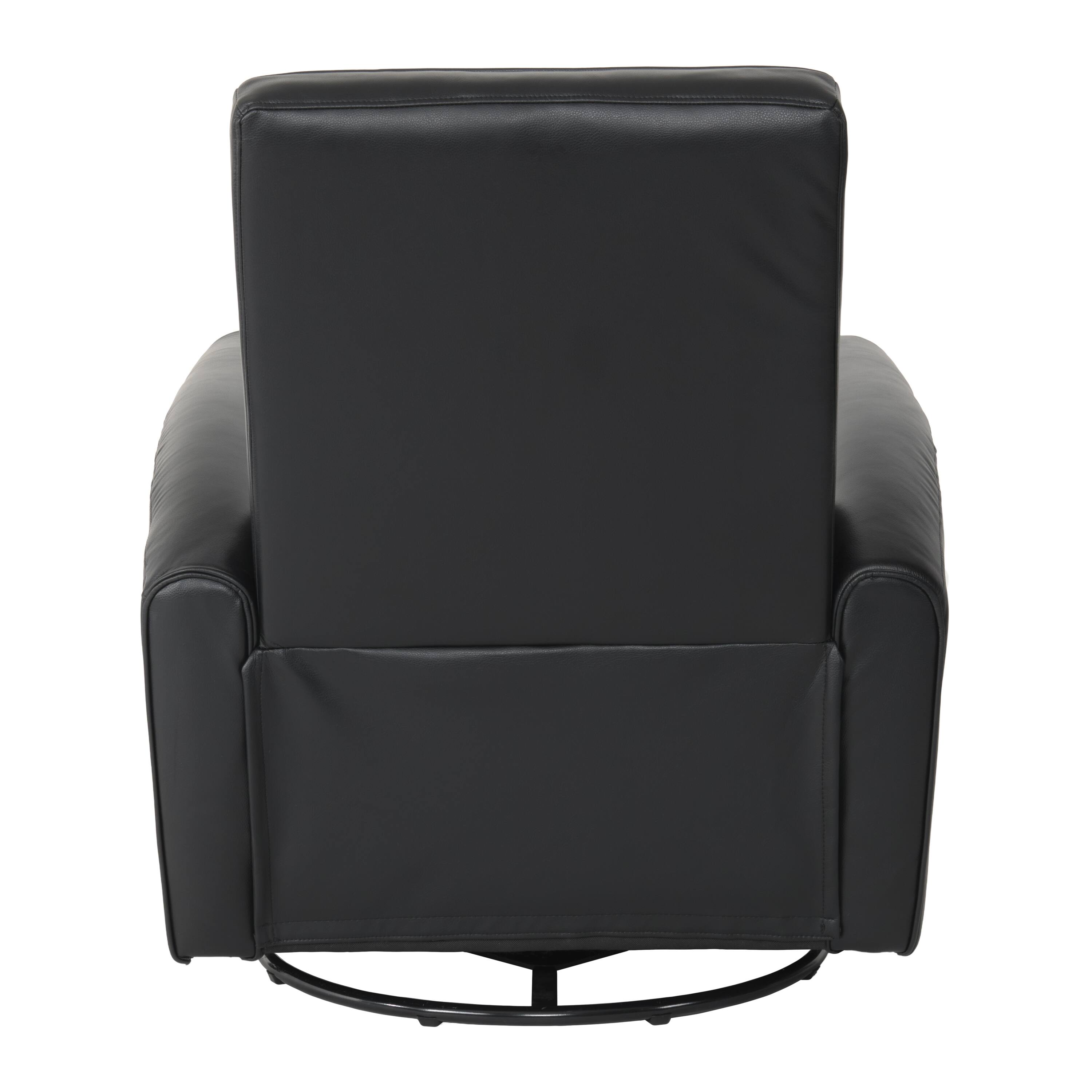 Back. CorLiving - Marin Faux Leather Upholstered Indoor Swivel Glider Manual Recliner with Steel and Engineered Wood Frame - Black.