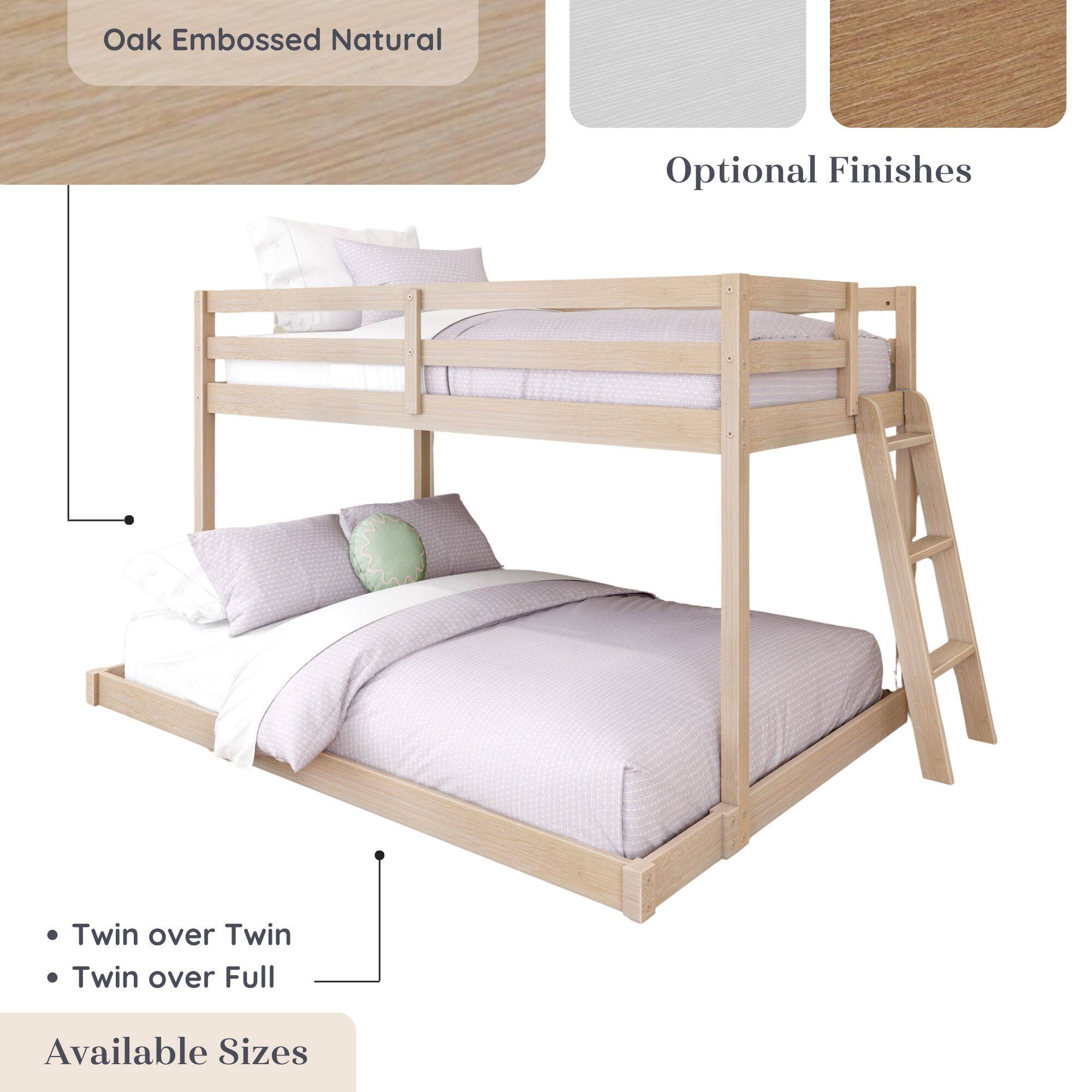 Oak Embossed Natural  
Optional Finishes  
Twin over Twin  
Twin over Full  
Available Sizes