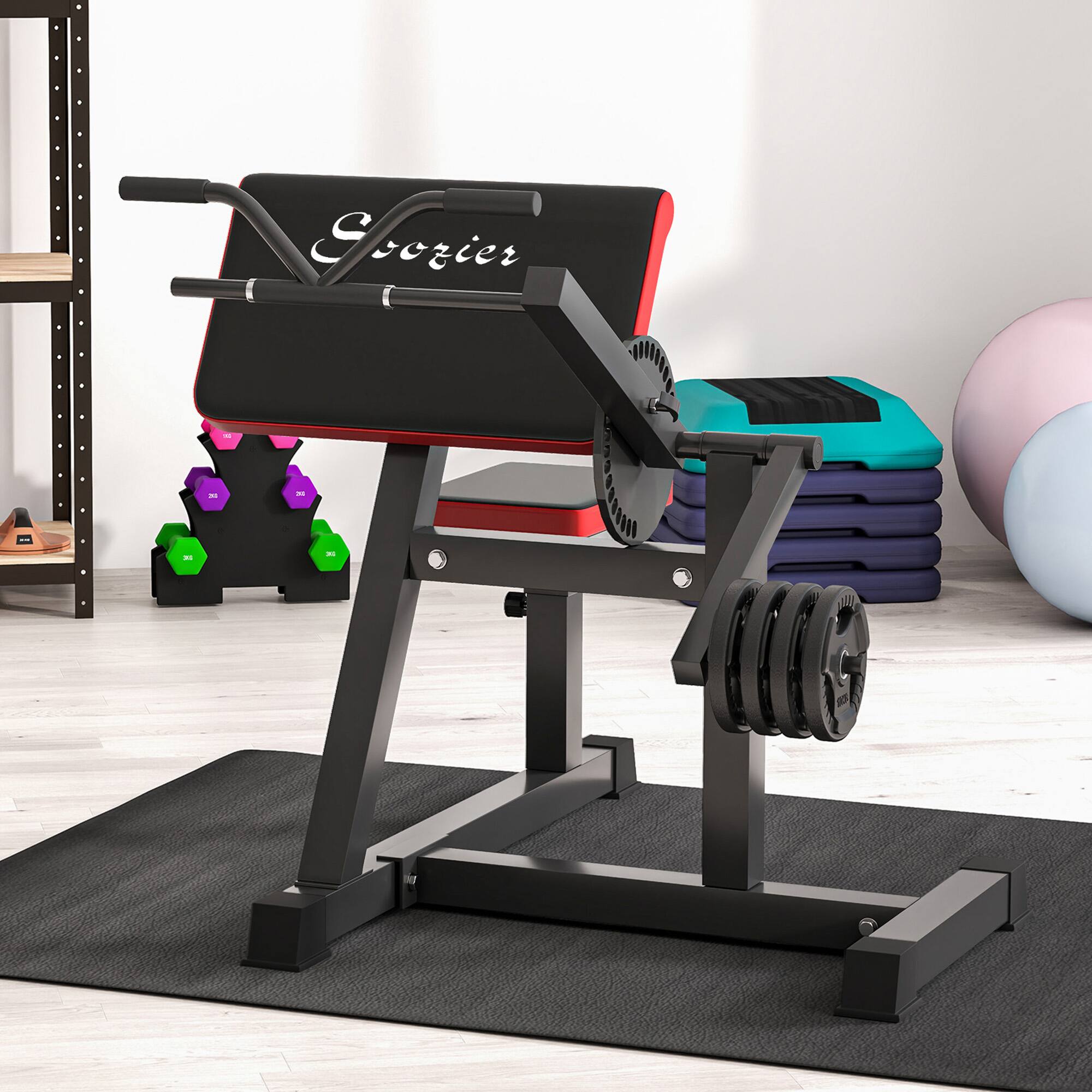Alt View 1. Soozier - 2-In-1 Bicep Preacher Curl Bench with Adjustable Seat and Elbow Cushion - Black.