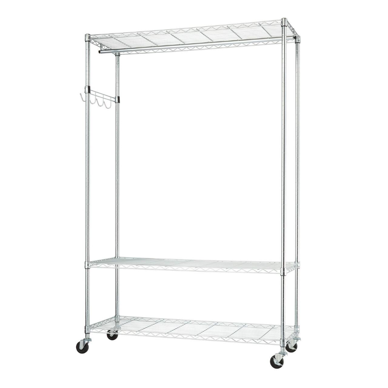 Left. TRINITY - EcoStorage 3-Tier 48x18x75.5 Rolling Garment Rack Chrome - Chrome.
