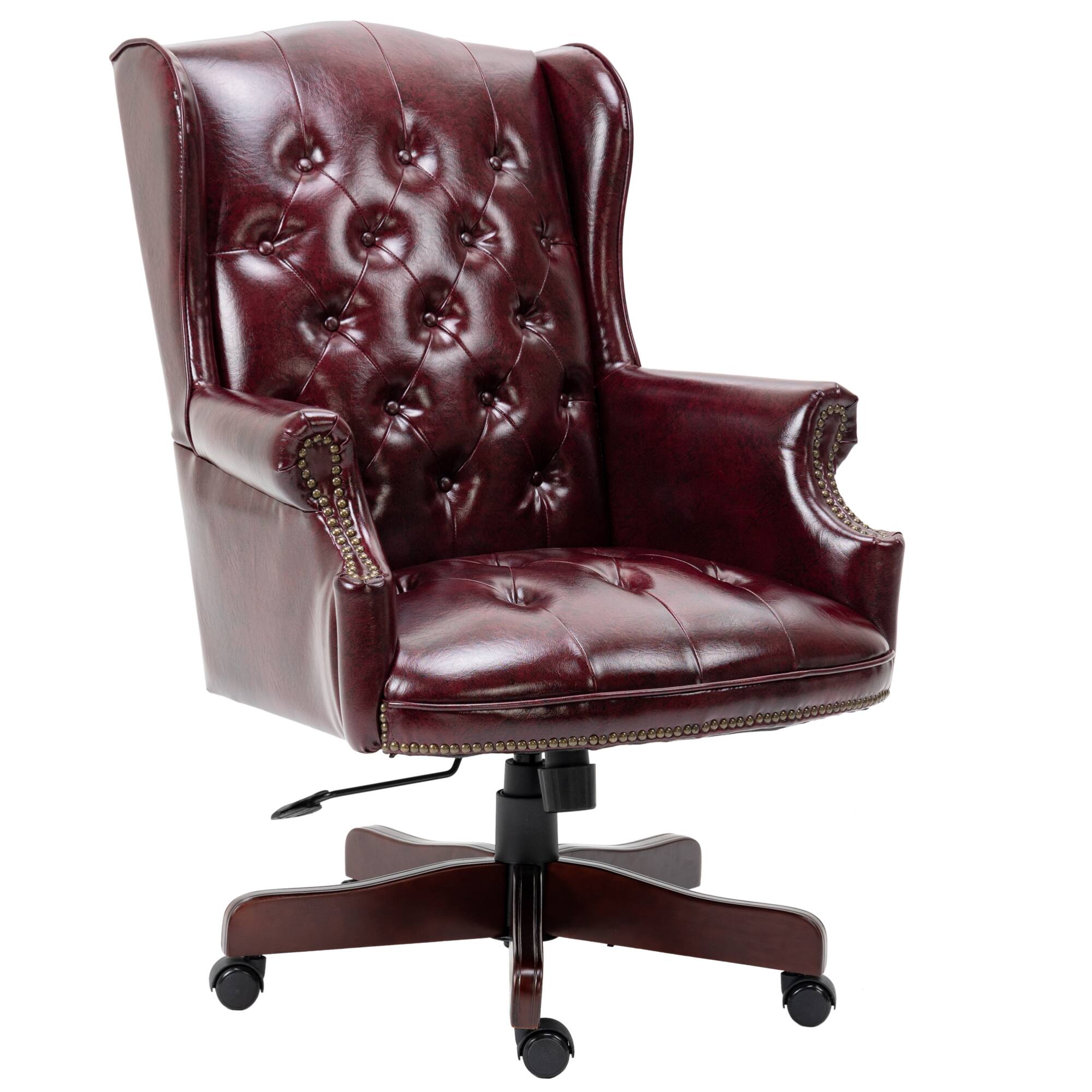 Left. GOODSILO - Premium High-Back Executive Office Chair with Ergonomic Support and Smooth-Rolling Casters Leather Design - Burgundy.