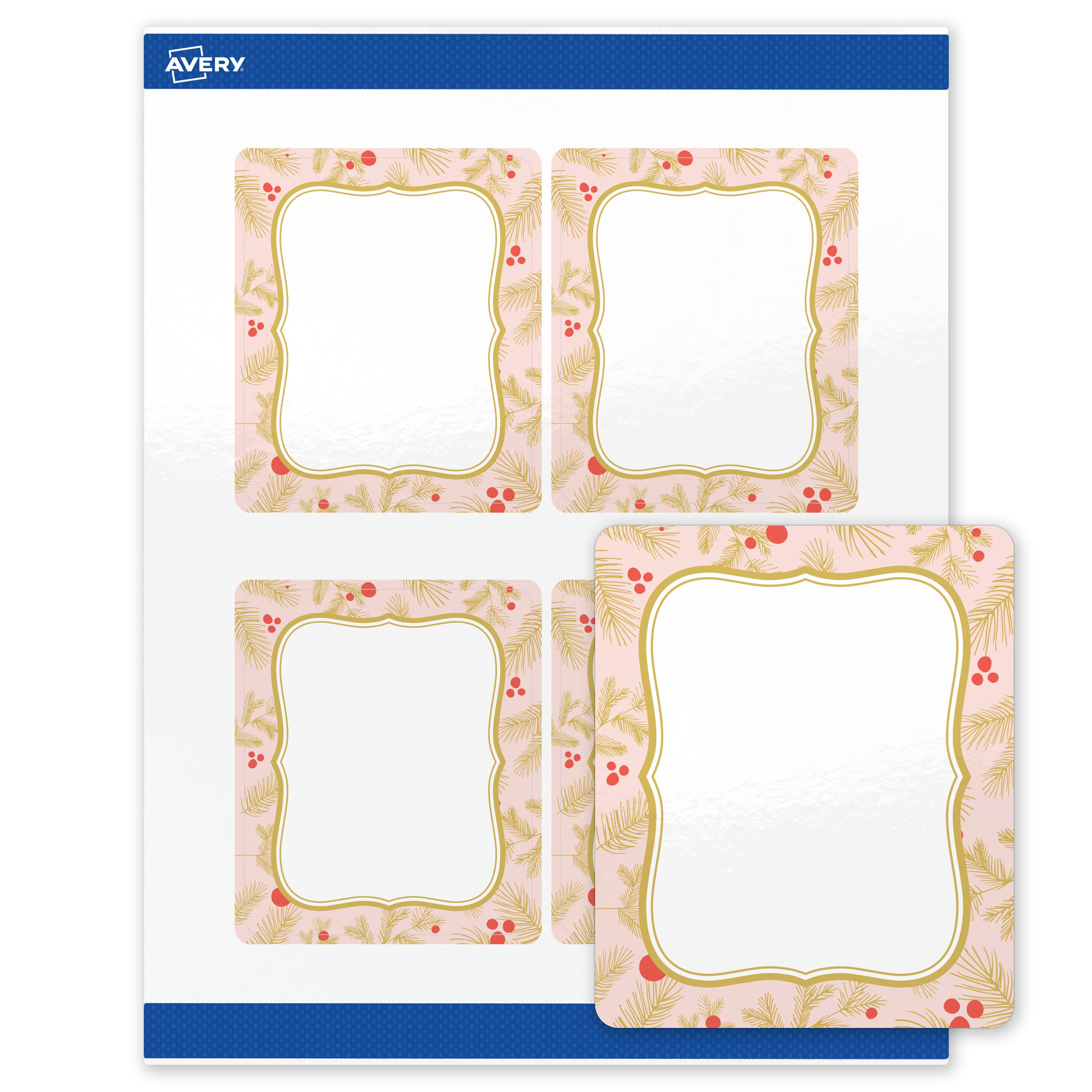 "Avery - Avery® Labels, 4"" x 3-1/3"", Gold-Pink Berries, Glossy, 40ct - White" price history on PriceWatchPro