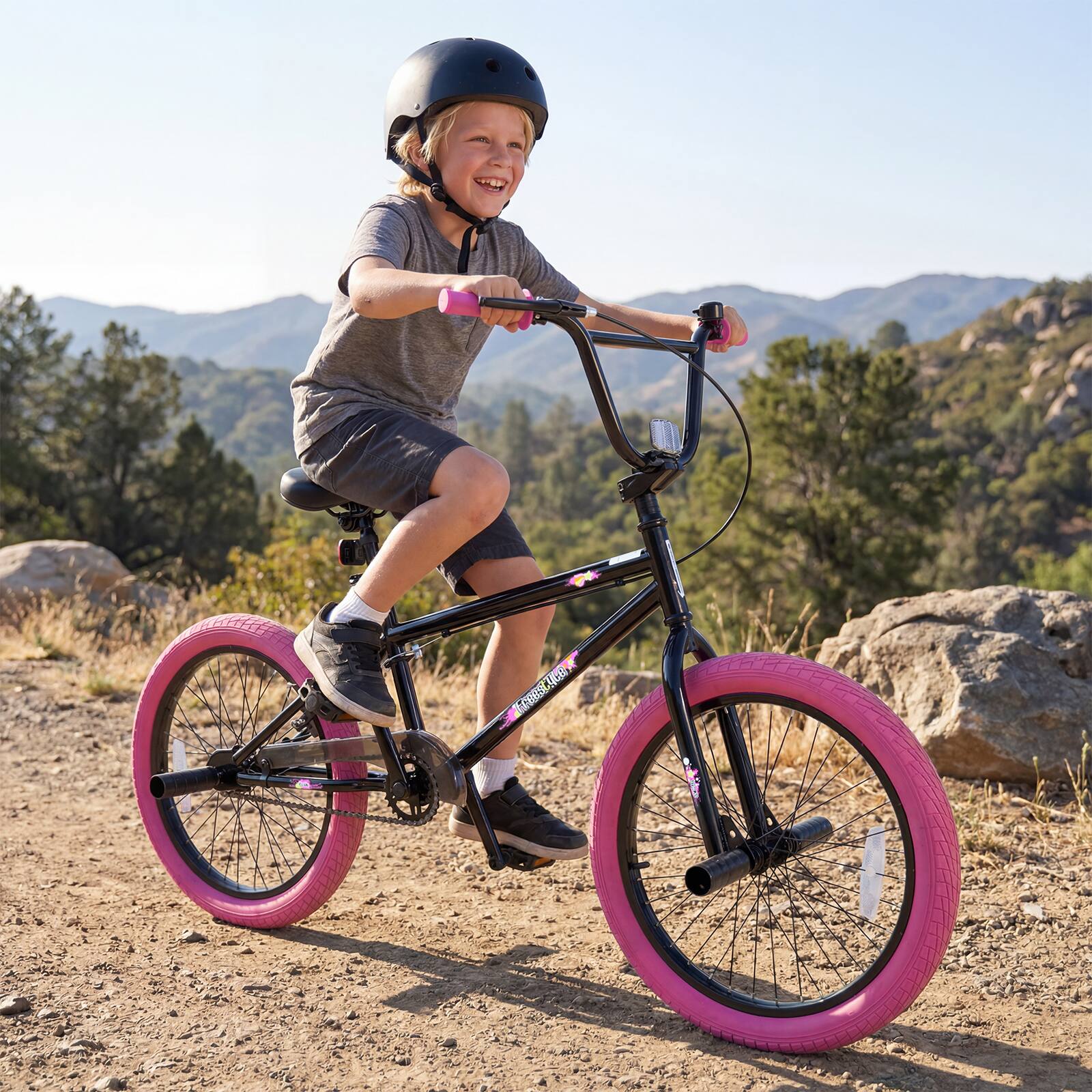 Alt View 4. Costway - Costway Freestyle BMX Bike, 20" Trick Bicycle with 360 Degree Steering, Adjustable Seat - Pink.