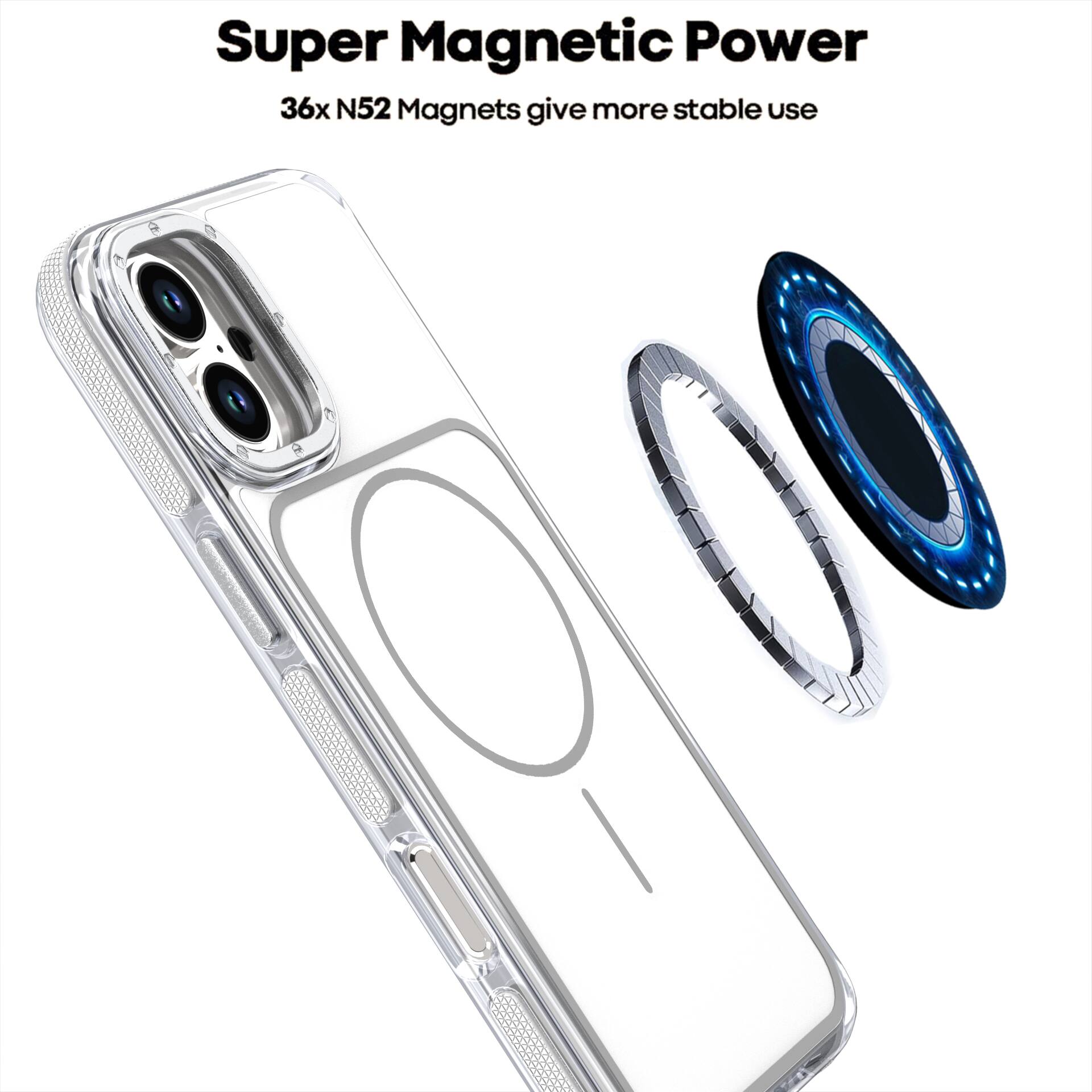 Super Magnetic Power  
36x N52 Magnets give more stable use
