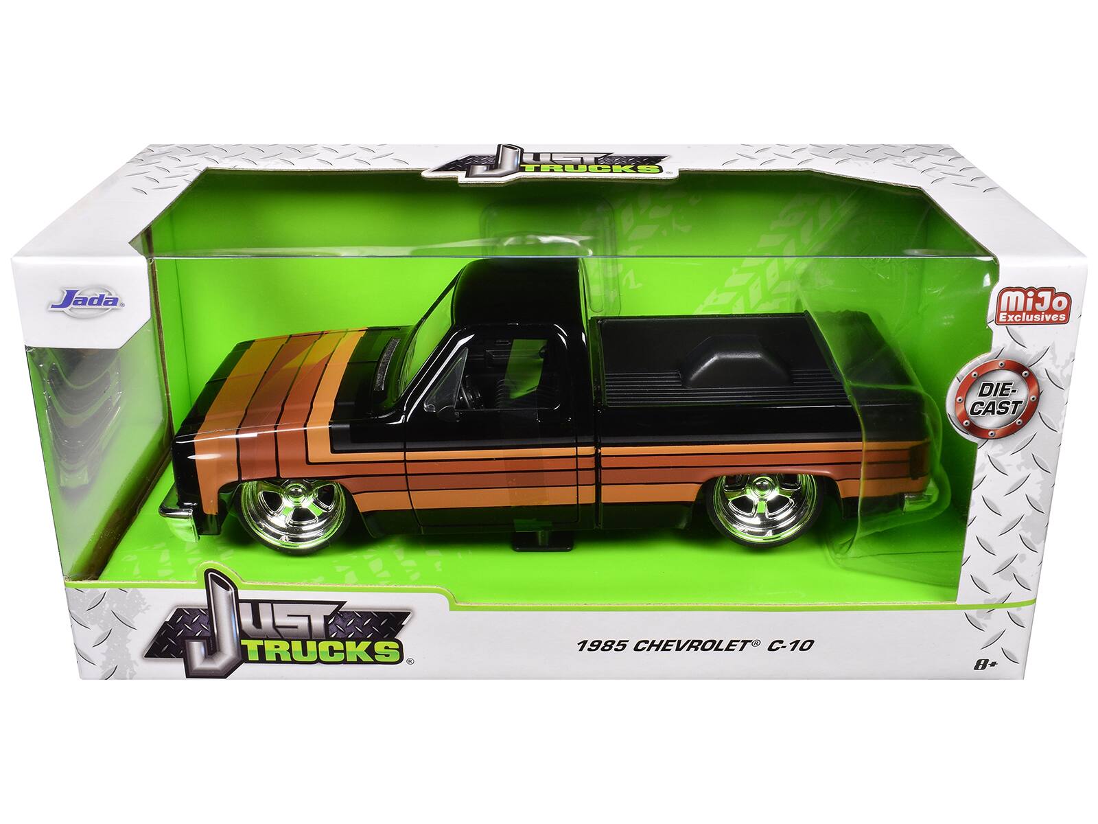 Jada  
JUST TRUCKS  
1985 CHEVROLET C-10  
DIE-CAST  
8+  
miJo Exclusives  
DIE-CAST