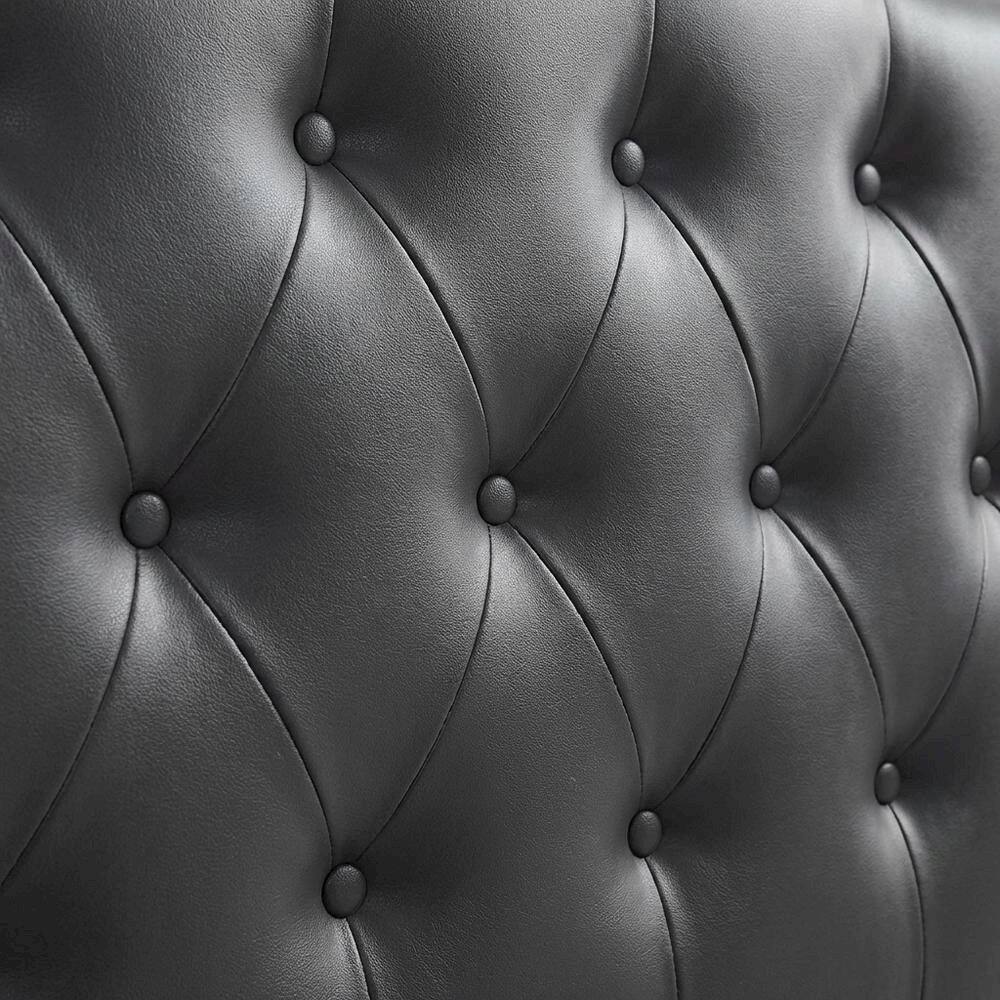 Back. FurniFact - Upholstered Vinyl Queen Headboard with Supportive Padding and Stylish Design - Black.