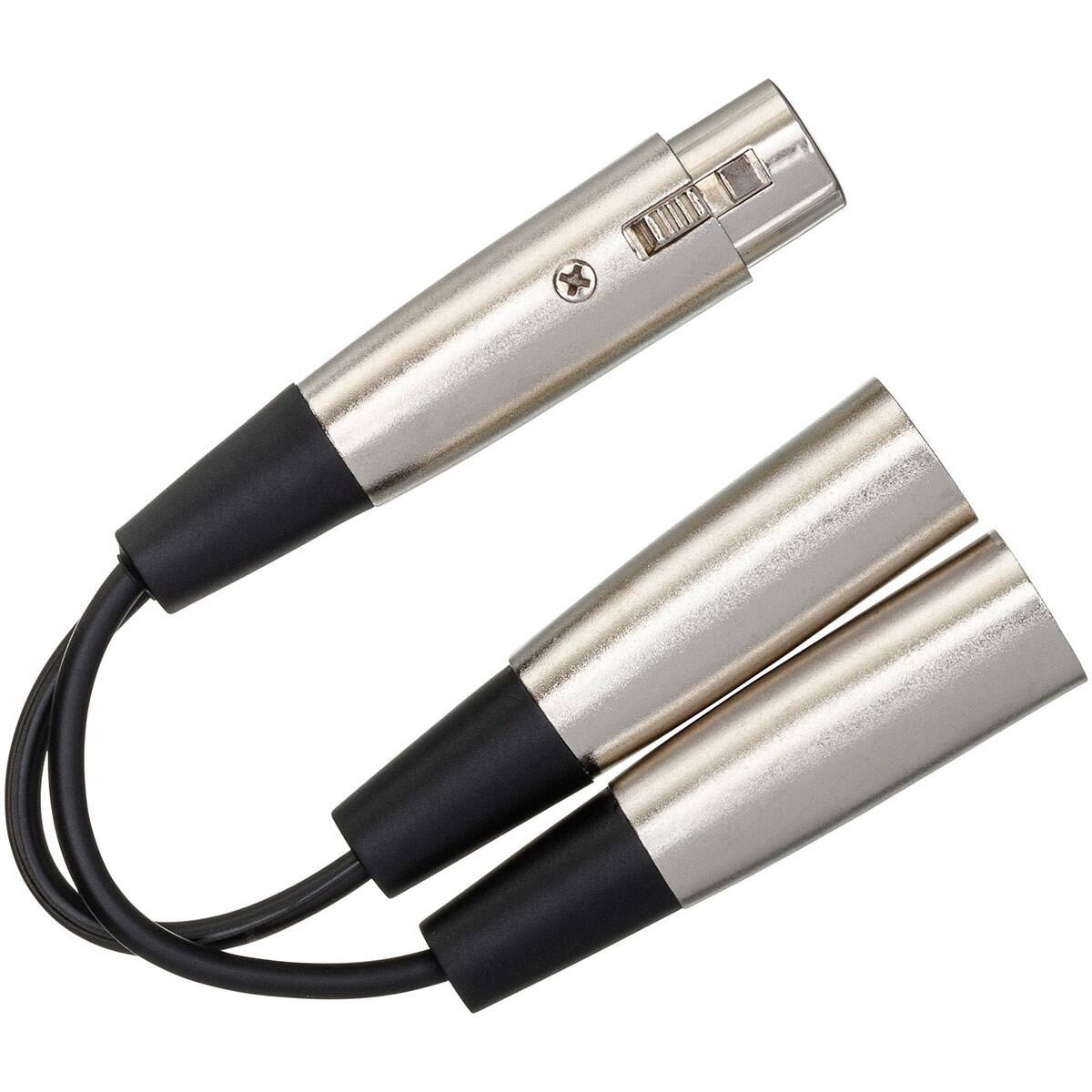 Alt View 2. Hosa Technology - Hosa Technology 6" 3-Pin XLR Female to 2-XLR Male Y-Cable.