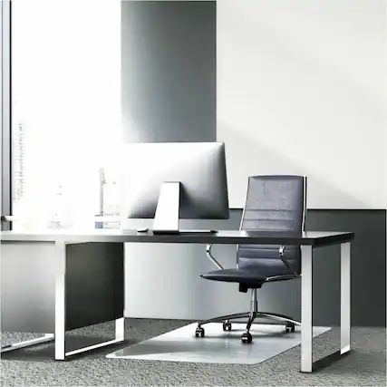 Front. Floortex - Glaciermat Heavy Duty Glass Chair Mat for Hard Floors & Carpets - 36'' x 40'' - Crystal Clear.