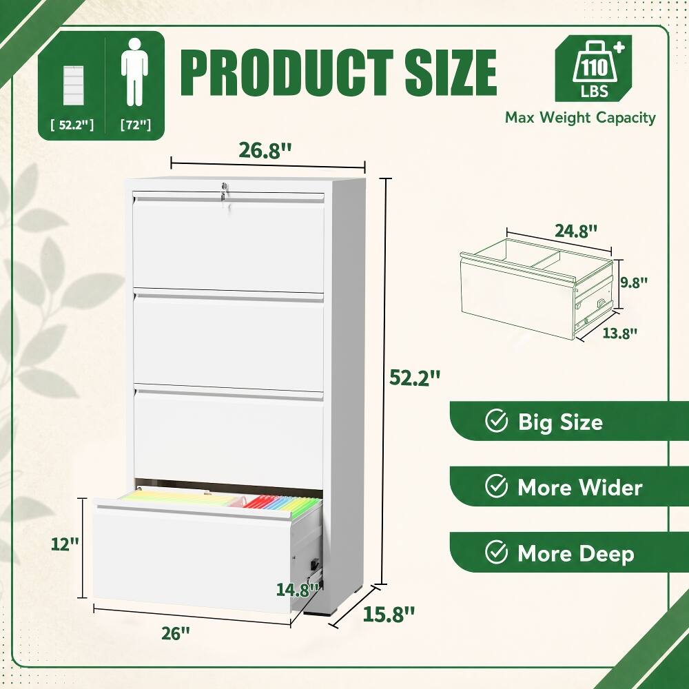 PRODUCT SIZE  
110 LBS Max Weight Capacity  

[52.2"]  
[72"]  

26.8"  
24.8"  
9.8"  
13.8"  
52.2"  

Big Size  
More Wider  
12"  
26"  
14.8"  
15.8"  
More Deep