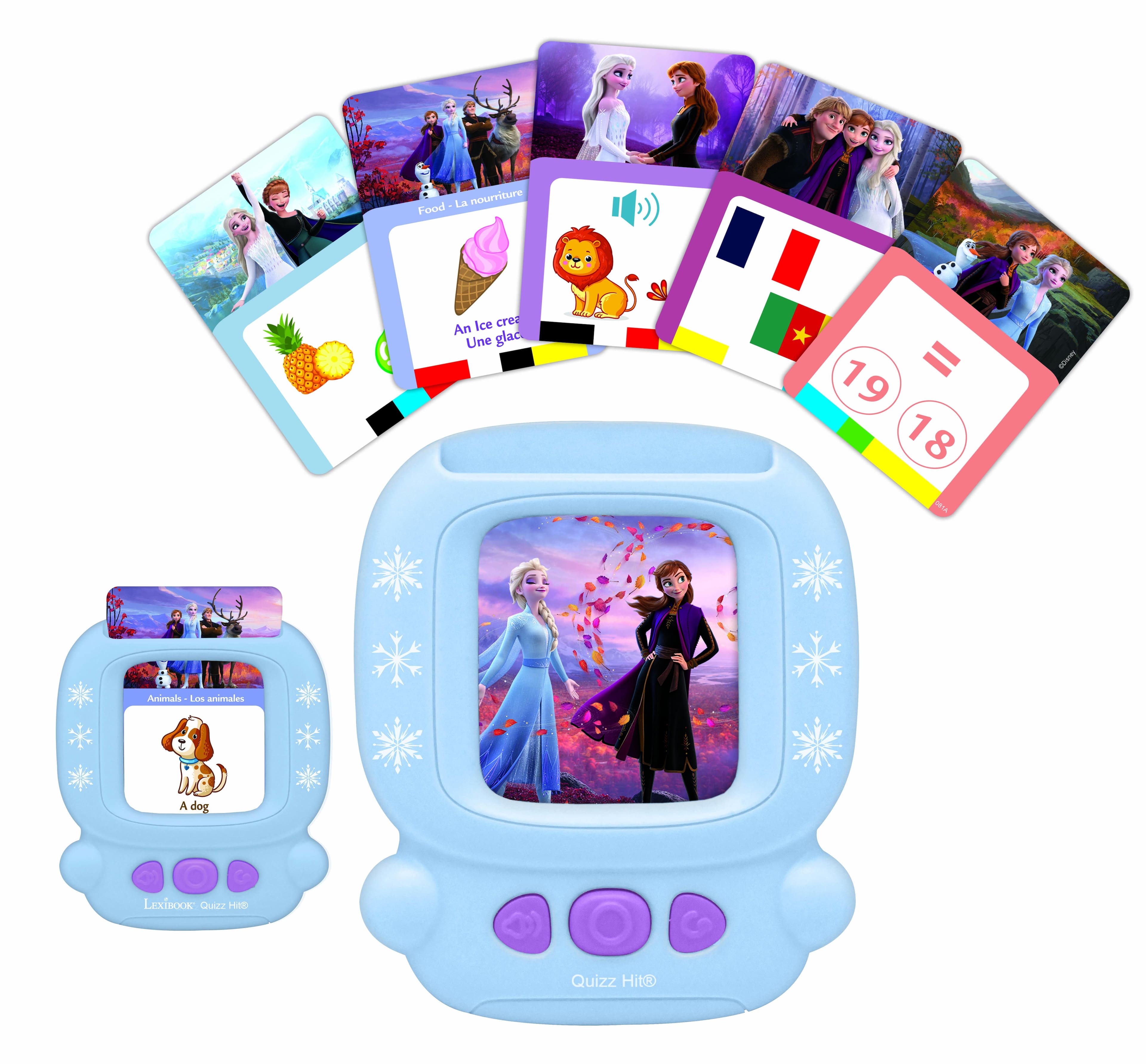 Lexibook - Disney Frozen Quizz Hit Bilingual Card Reader with 150 Educational Cards