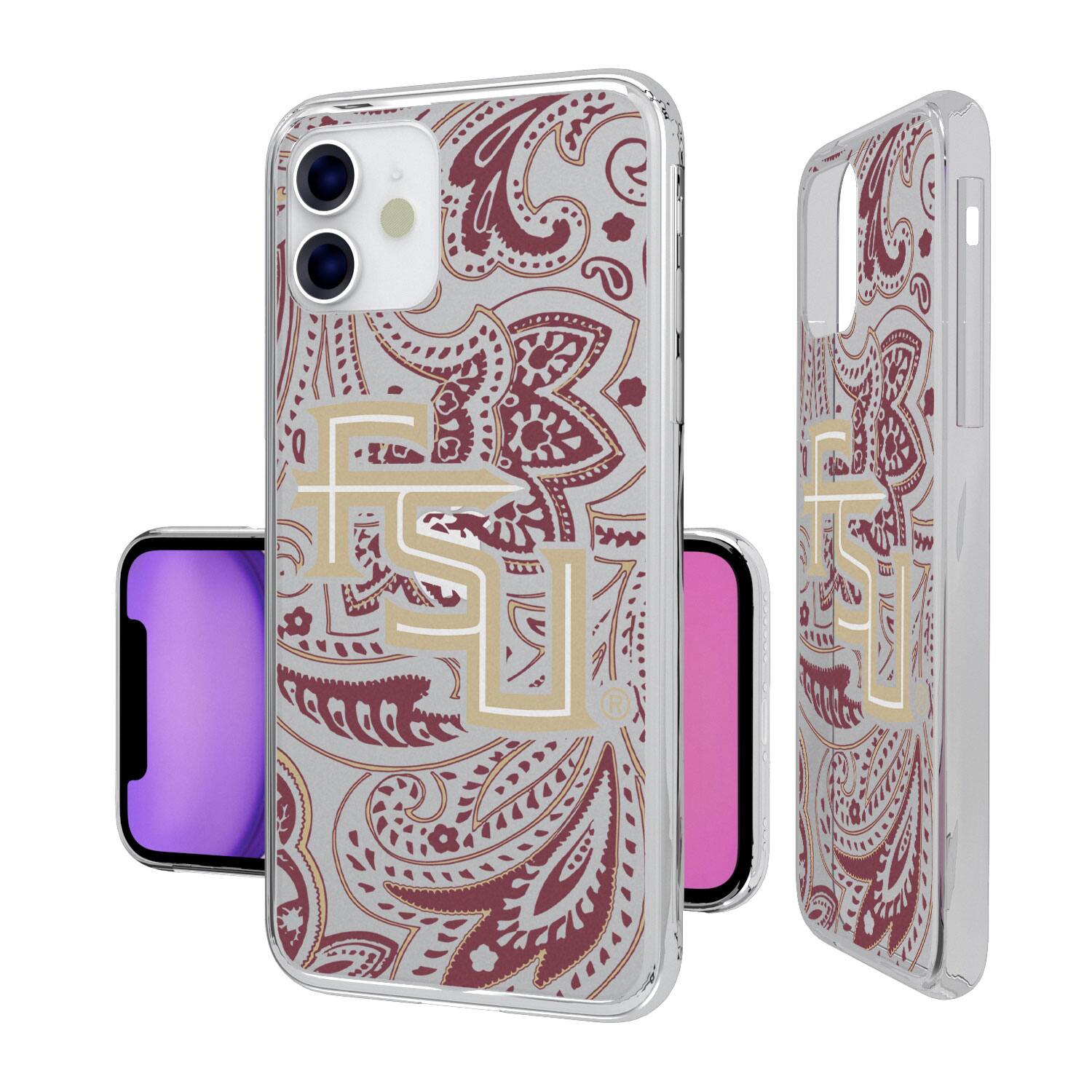 Alt View 1. Keyscaper - Florida State Seminoles iPhone Paisley Design Clear Case - 12 mini - Multicolor.