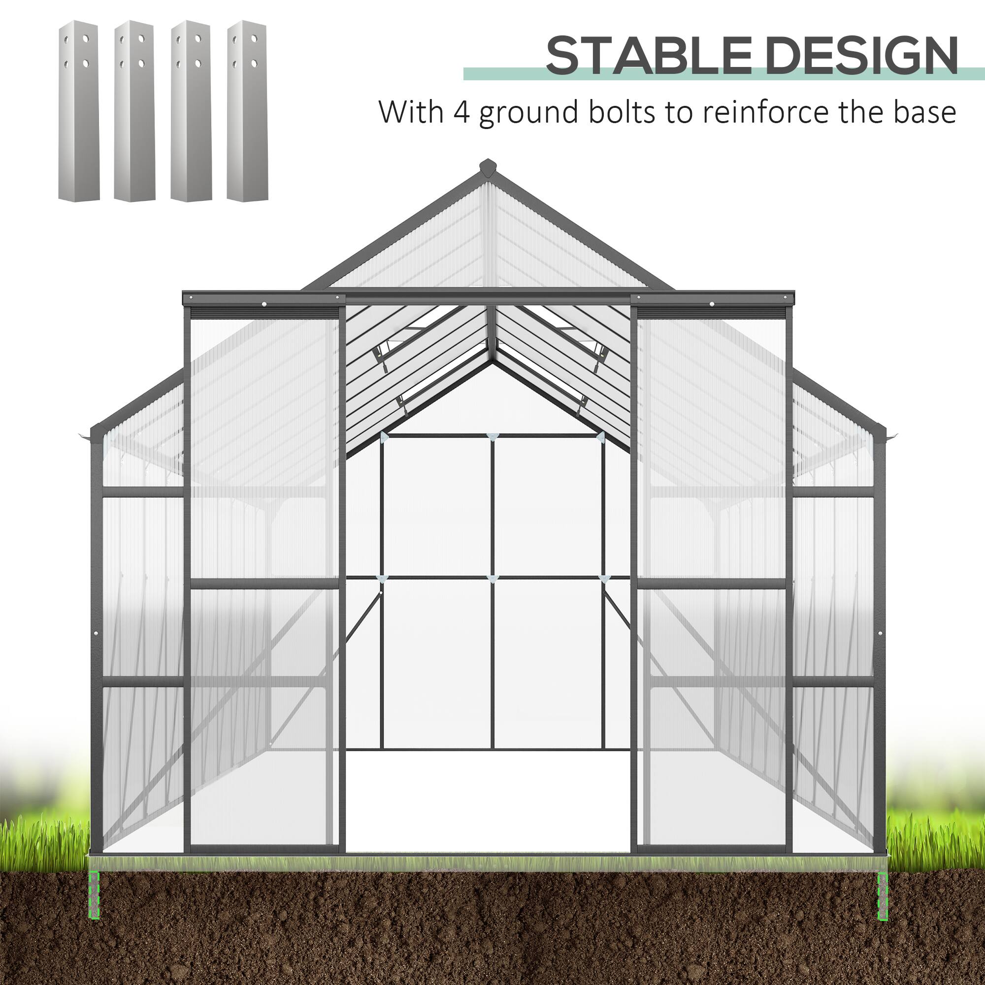 STABLE DESIGN
With 4 ground bolts to reinforce the base