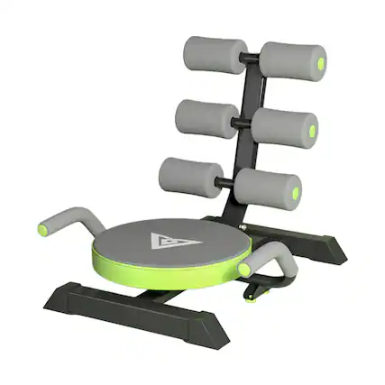 Front. Topteng - Foldable Ab Crunch Twist Trainer - 3-Level Adjustable Home Gym Equipment for Core & Oblique Workout, 220lbs Capacity - Green.