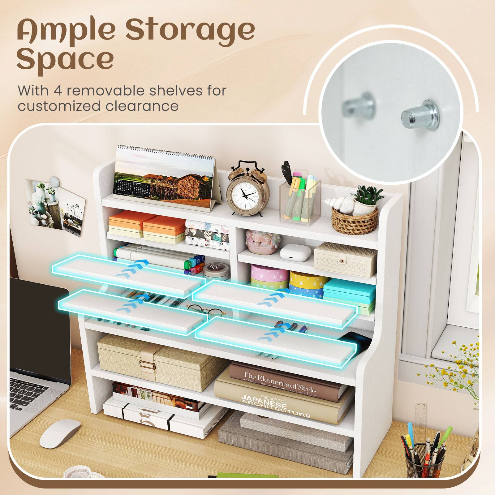Ample Storage Space  
With 4 removable shelves for customized clearance