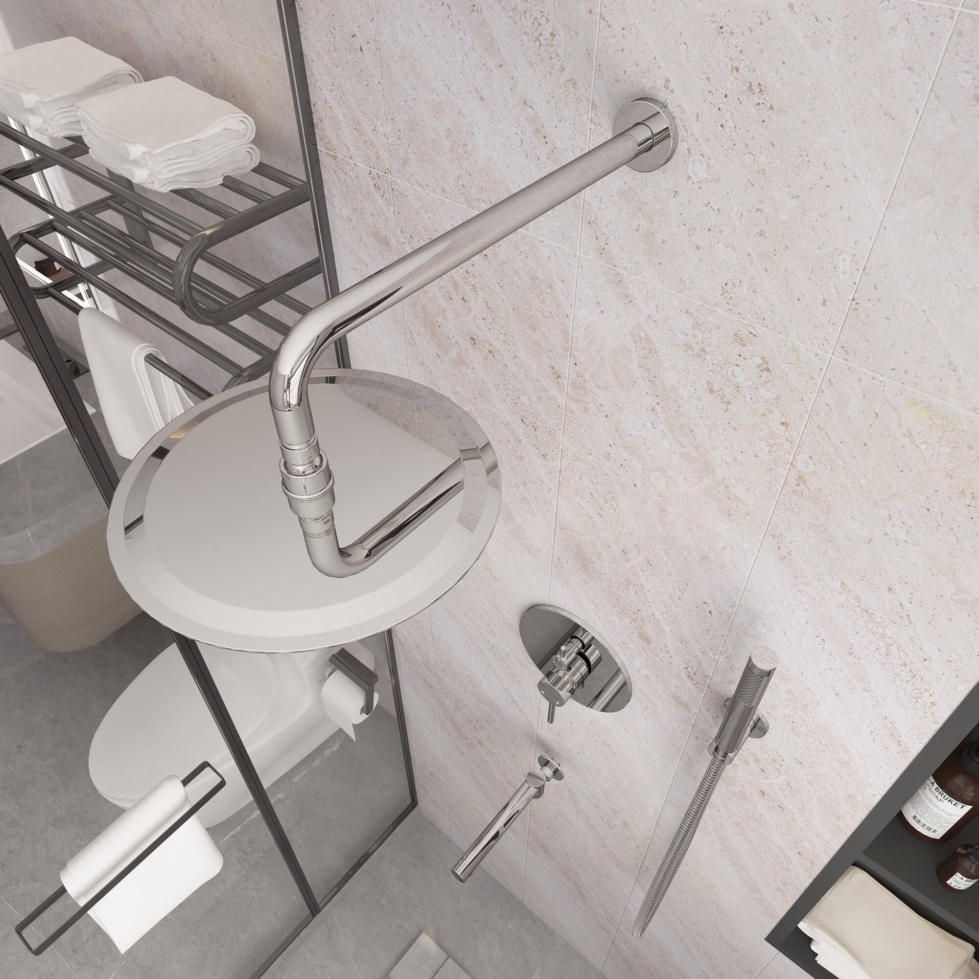 Alt View 8. Boyel Living - Wall Mount 10 in. Single Handle 1-Spray Tub and Shower Faucet 1.8 GPM in Chrome Pressure Balance Valve Included - Chrome.